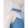 thumbnail image 5 of CHICTRY Kids Girls Figure Skating Jumpsuit Floral Lace Long Sleeve Modern Lyrical Dance Skirted Leotard Light Blue 6, 5 of 7