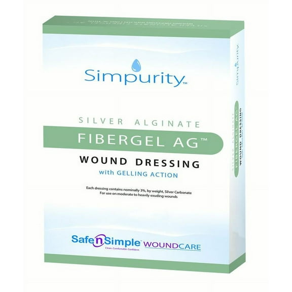 Simpurity Fibergel AG Silver Alginate Dressing 4 X 4-3/4 Inch Rectangle, SNS56716 - EACH