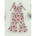 thumbnail image 4 of Bagilaanoe Toddler Baby Girl Jumpsuit Sleeveless Floral Print Romper Overalls 6M 9M 12M 18M 24M 3T Kids Long Flare Pants Summer Outfits, 4 of 8