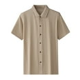 thumbnail image 3 of Bcfgryg Men's Casual Short Sleeve Linen Shirt Slim Fit Button Down Shirt Breathable Comfortable Summer Shirt For Daily Wear Men Shirts Casual Yellow XXL, 3 of 3