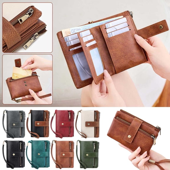 Women’s RFID Blocking Leather Wallet - Vintage Tri-Fold Short Purse, Large Capacity Coin Card Holder, Stylish Ladies Accessory, Durable Travel Wallet, Practical Gift for Her, 6*4*1in, Green