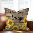 thumbnail image 2 of Sunflower Live Love Laugh Throw Pillow Cover Farm Vintage Wood Striped Texture Cotton Linen Cushion Cover Throw Pillow Case with Invisible Zipper for Couch Sofa Bed Chair Car 18x18 Inch, 2 of 9
