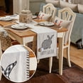 thumbnail image 5 of Easter Table Runner - Premium Double-Layer Cotton Linen Fabric, Hand Embroidered Bunny Design (Front) & Black White Plaid (Back) - Kitchen Dining Room Home Party Decoration, 5 of 11