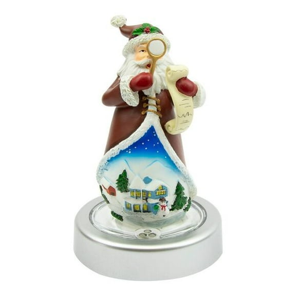 Santa with His List 5" Resin Figurine with Color Changing Illuminated Pedestal