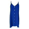 thumbnail image 6 of IROINNID Sundress For Women Ladies Fashion Solid Color Loose Sleeveless Sling Button Dress V-Neck Knee-Length Dress, 6 of 7