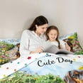 thumbnail image 4 of Manfei Kids Cartoon Dachshund Bedding Comforter Set 7pcs, Kawaii Dog Dalmatian Queen Bedding Sets, Rustic Farmhouse Floral Reversible Queen Sheet Sets, Super Cozy Room Decor, 4 of 7