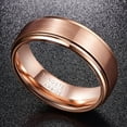 thumbnail image 2 of 8mm Men's Rose Gold Plated Tungsten Rings Wedding Band with Step Beveled Edges Size 7-12, 2 of 5