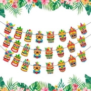 3PCS TIKI Party Decorations, Hawaiian Luau Tiki Party Garlands Kit, Summer Tropical Tiki Luau Theme Party Supplies - TIKI Party Garlands for Adults Kids TIKI Party Tiki Banner Decoration