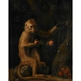 thumbnail image 2 of George Stubbs 15x18 Black Ornate Wood Framed Double Matted Museum Art Print Titled - A Monkey (1799), 2 of 5