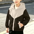 thumbnail image 2 of Abtuhar Toddler Kids Boys Girls Fall Winter Hooded Casual Outerwear and Jackets Color‑block Zip‑up Casual Jacket Coat for 1‑9 Years, 2 of 5