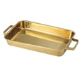 thumbnail image 3 of Colaxi Plateau de Cuisson en Acier Inoxydable Plat de Service avec Poignées Poêle Robuste Rôtissoire Rectangulaire pour Four Poulet Or 38 cm, 3 of 8