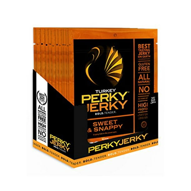 Perky Jerky Turkey Sweet & Snappy, 2.2 ounce bags (Pack of 12