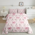 thumbnail image 3 of Feelyou Cartoon Fashion Bowknot Bedding Comforter Set for Girls, Kawaii Blossoms Flower Twin Comforter Sets, Fairy Tale Reversible Bedding Set, Luxury Bedroom Decor, 2pcs, 3 of 9