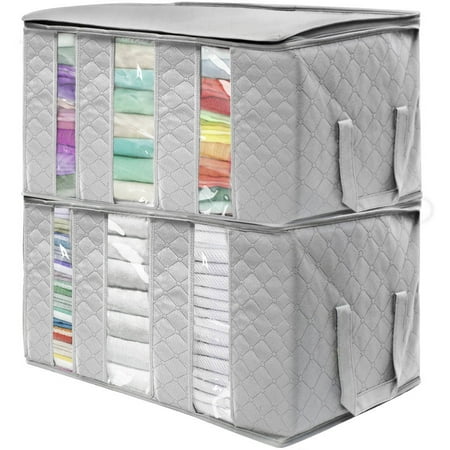Sorbus Foldable Storage Bag Organizers, 3 Sections, 2 Pack, Gray