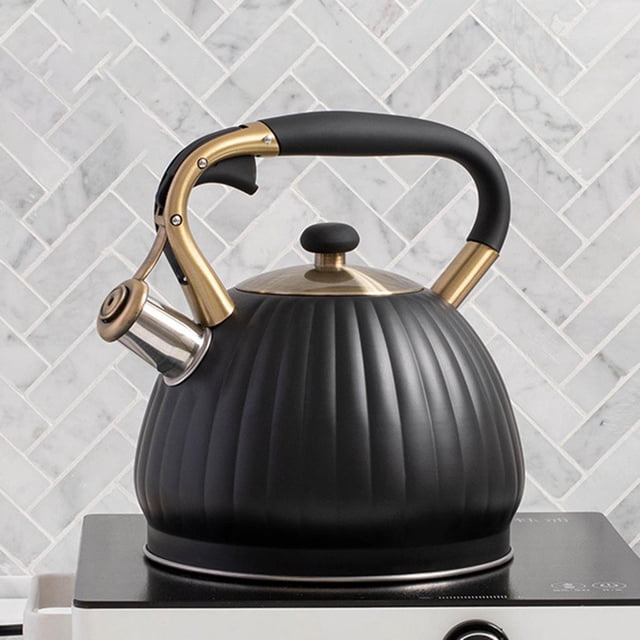 Hervi de té con silbido, cabaza pars s cocina estufa, té de inducción, café, leche, etc.Gas eléctrico aplicable 3.5L Soledad tetera silbante