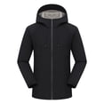 thumbnail image 5 of Big & Tall Men's Lightweight Raincoat Thicken Fleece Lined Softshell Jacket Waterproof Warm Windbreaker with Zip Pockets for Hiking Camping Outdoor, Black, 4XL, 5 of 10