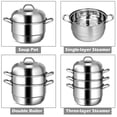 thumbnail image 3 of Vebreda 3 Tier Stainless Steel Cookware Pot Saucepot Steamer , Silver, 3 of 5