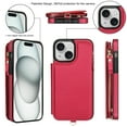 thumbnail image 5 of Wallet Case for Apple iPhone 15 Plus, with Crossbody Shoulder Strap & Hand Wrist Cards Holder Zipper Pocket Stand Feature Full Protective Shockpoof Phone Case for iPhone 15 Plus, Red, 5 of 7