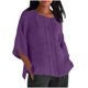 thumbnail image 1 of Tops de Manga Corta para las Mujeres Camiseta de Cuello Redondo de Color Sólido, 1 of 6