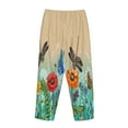 thumbnail image 3 of Lsque Colorful Plants And Insects Print Women's Pajama Pants, Lounge Pant - Comfortable Home Wear,Elastic Waistband, Stylish Design-Medium, 3 of 9