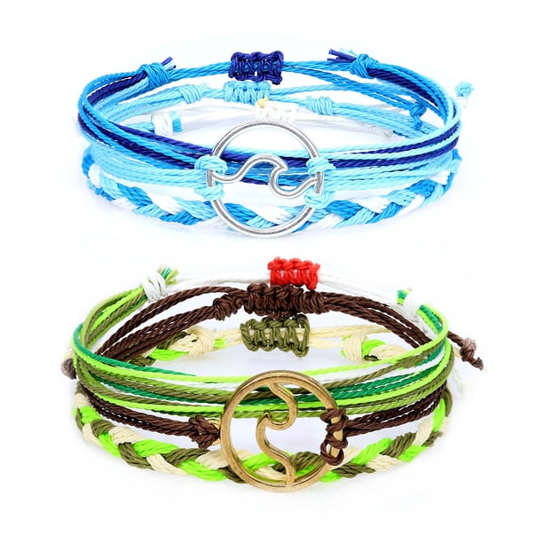 2 juegos de pulseras ajustables, regalo de playa de verano para mujeres, hombres, adolescentes, niñas, Día de San Valentín MFZFUKR BST3002976-2