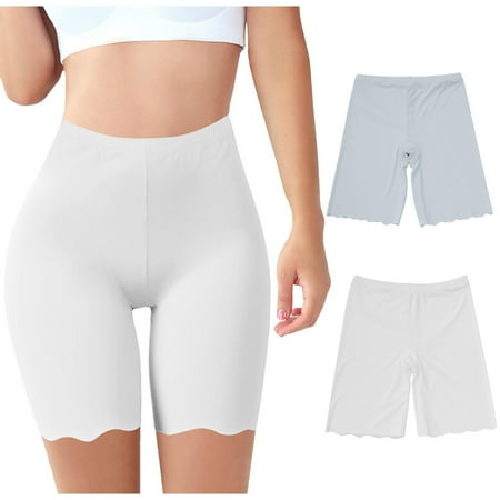 Wdfiry Women Black Boyshort Briefs Underwear Pack of 2 Anti Chafing Female Boxers Panties Long Leg High Waisted Panties Slip Short Under Dresses Comfy Breathable Cotton Underpants