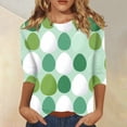 thumbnail image 2 of KDDYLITQ Easter Tops for Women Crew Neck 3/4 Length Sleeve Bunny Print Graphic Pullover Daisies Spring Tees Carrots Casual 2026 Blouse Green XL, 2 of 5