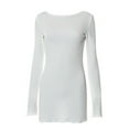 thumbnail image 5 of Elegant dresses for women Bodycon Dress Solid Ribbed Long Sleeve Round Neck Back Hollow Out Slim Mini Dress, 5 of 7
