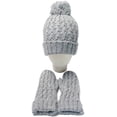 thumbnail image 1 of Ensemble 2 Pcs d'Hiver pour Femmes et Filles : Tuque Tricotée à Pompons, Foulards et Gants en Molleton, 1 of 5
