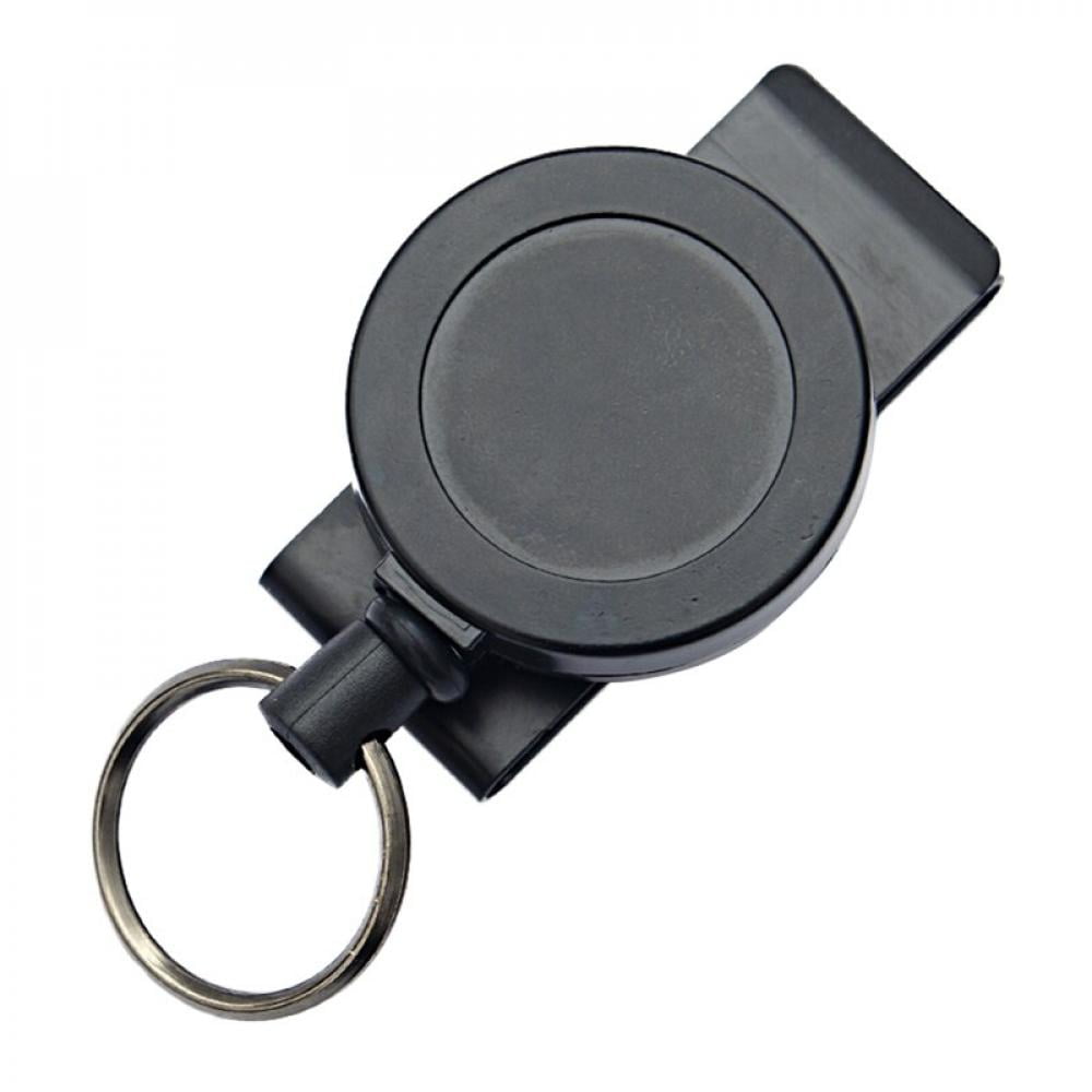 Black Polycarbonate Case Leather KEY-BAK SUPER48 Locking Retractable Keychain 
