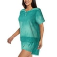 thumbnail image 2 of Kdxio Teal Turquoise1 Print Pajamas Sets for Women Short-Sleeved Pjs with Lounge Shorts Two Piece Sleepwear S-4XL, 2 of 5
