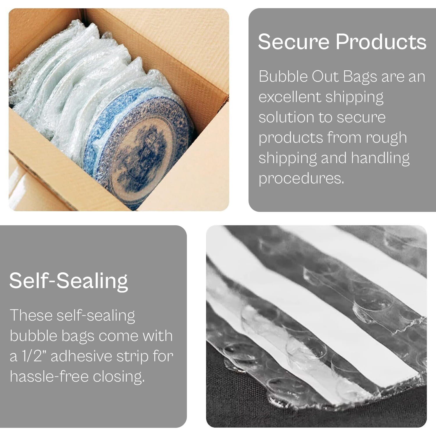 SSBM Bubble Pouches Bubble Out Bags, 8x11.5 Inch, 350 Pack, Clear, Self Seal Air Cushion Bags For Moving Protecting & Shipping Fragile Items