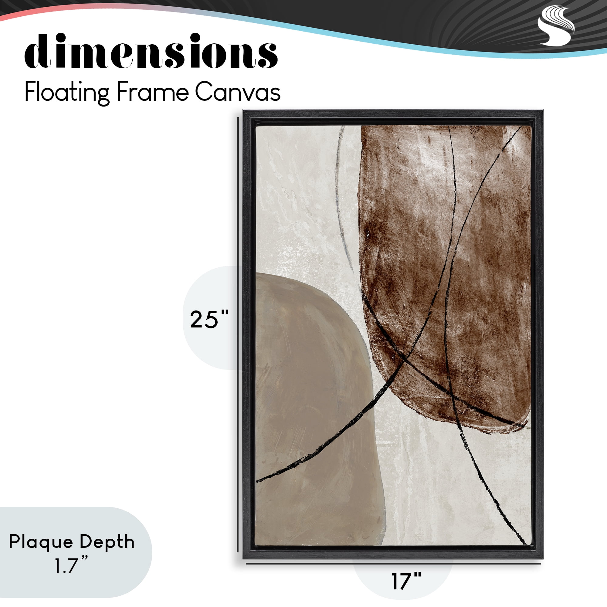 Stupell Industries Taupe & Brown Abstract Black Framed Floater Canvas Wall Art, design by Merri Pattinian