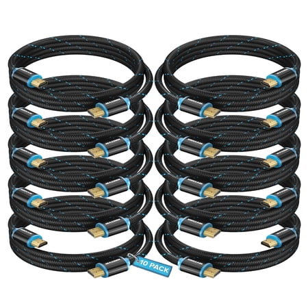 Maximm 4K HDMI Cable 10 Pack 4 Feet – High-Speed HDMI Cord 18 Gbps Supports 4K 60Hz Nylon Braided