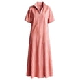 thumbnail image 4 of Women's Maxi Dress, Casual V-Neck Short Sleeve Striped Print with Side Split, Lightweight Flowy Dress for Summer Beach or Resort Wear, 2026 New Limited-time Offer, 4 of 6