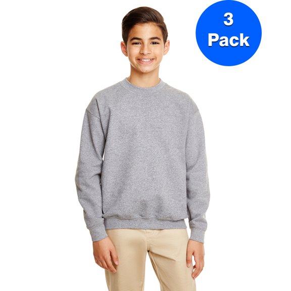 Boys 7.75 oz. Heavy Blend? 50/50 Fleece Crew 3 Pack