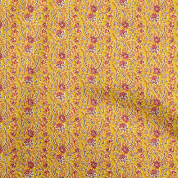 oneOone Viscose Jersey Yellow Fabric Floral Sewing Craft Projects Fabric Prints By Yard 60 Inch Wide