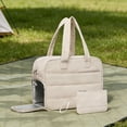 thumbnail image 6 of Generic Lunch Tote Bag for Women Work,Laptop Purse with Insulated Lunch Compartment Coin Wallet for Meal, Large Puffy Quilted Travel Duffle Bag Beige, 6 of 6