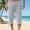 Gray, variant on Men Shorts Elastic Waist Beach Capri Casual Cotton Linen Pockets Solid Loose Drawstring, Blue, 3XL