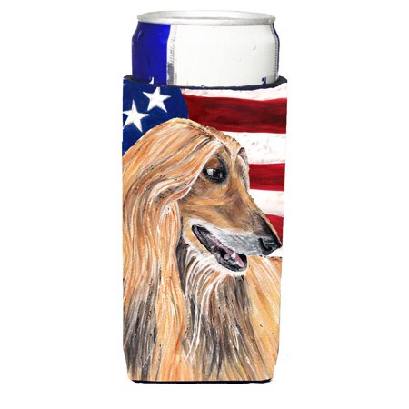 

Carolines Treasures SC9506MUK Afghan Hound USA Patriotic American Flag Ultra Beverage Insulators for slim cans Slim