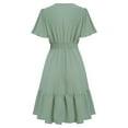 thumbnail image 3 of V-Neck A-Line Dress Light Green XL, 3 of 8
