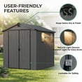 thumbnail image 3 of Homall 6x8ft Outdoor Resin Storage Shed with Window,Weather-Resistant, Easy Assembly, Wood-Effect Outdoor Shed for Garden & Tool Storage ,Dark Gray, 3 of 7