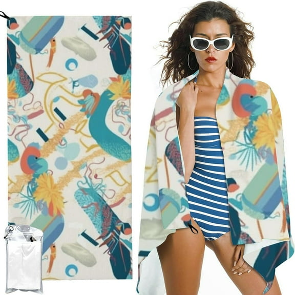 BCIIG Beach Towels Oversized Sandproof,  Two-sided Same Pattern, Extra Large Pool Bath Towel, Absorbent Quick Dry Lightweight Camping Travel Towels, Summer Ideal Gift 27.5x55in