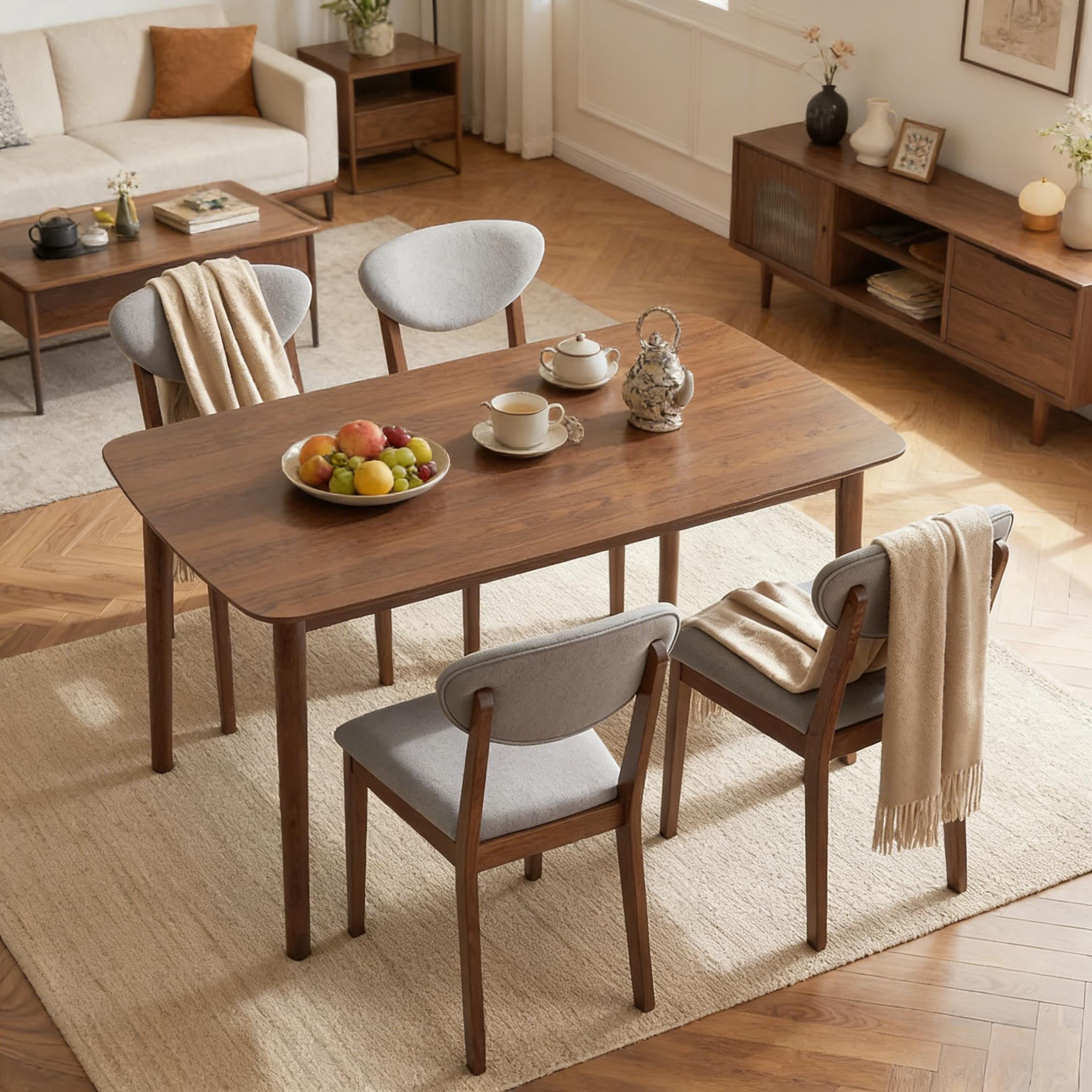 Stable Dining Table Set,Compact Kitchen Table and Chairs,Modern Style 5-piece Dining Table Set