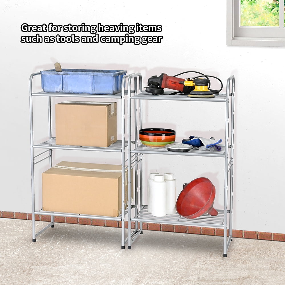 3-Tier Metal Wire Shelving Rack, Storage Shelves for Kitchen Pantry, 12"D x 17.8"W x 31.5"H, Silver