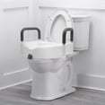 thumbnail image 3 of DMI Hi-Riser Elevated Locking Raised Toilet Seat with Armrests, 5 Inch Seat Height, Supports 250lbs, White, 3 of 7