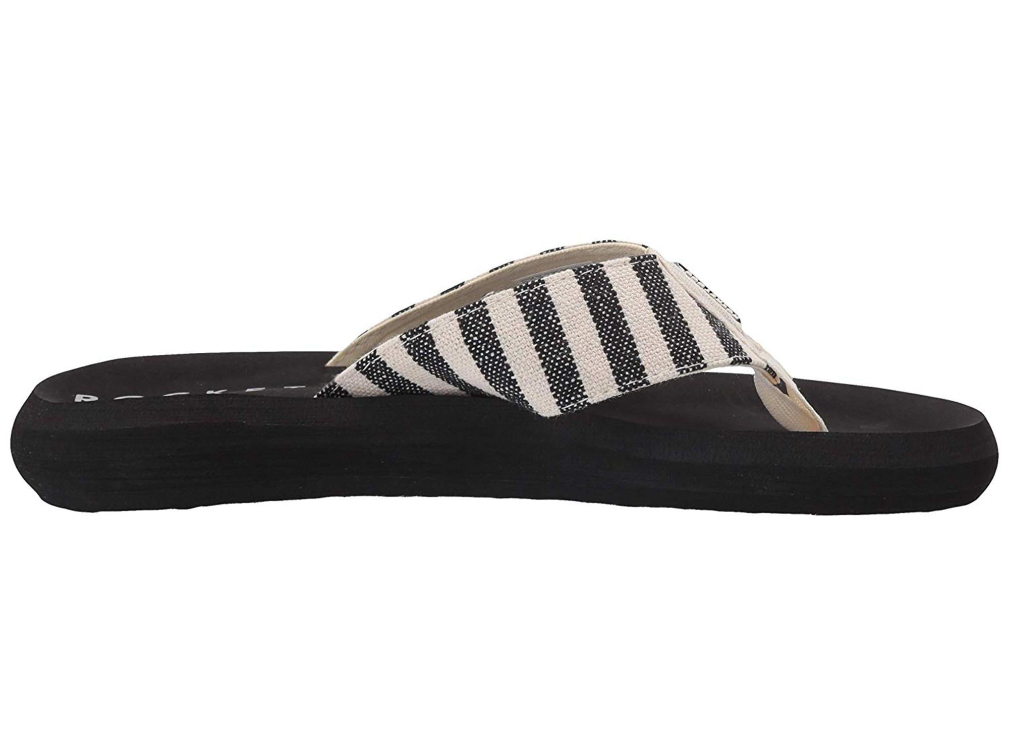 black and white striped flip flops