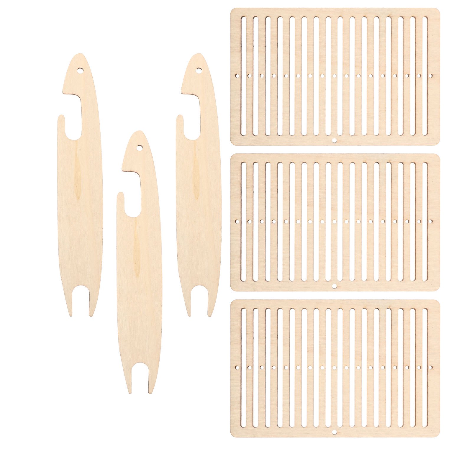 LABRIMP 3 Sets Wooden Craft Weaving Loom Kit with Shuttle and Heddle Bars