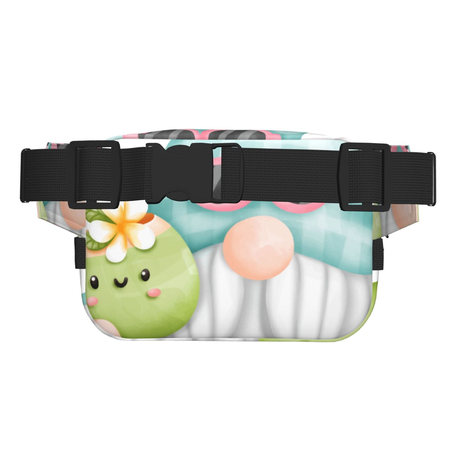Picia Summer Gnome,Cute Gnome Print Square Double-Layer Waist Bag Mini Adjustable Waist Belt Bag Exercise Running Travel Hiking