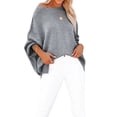 thumbnail image 5 of hirigin Women Autumn Loose Knitwear, Solid Color Long Sleeve Round Neck Slit Hem Elegant Sweater, 5 of 9
